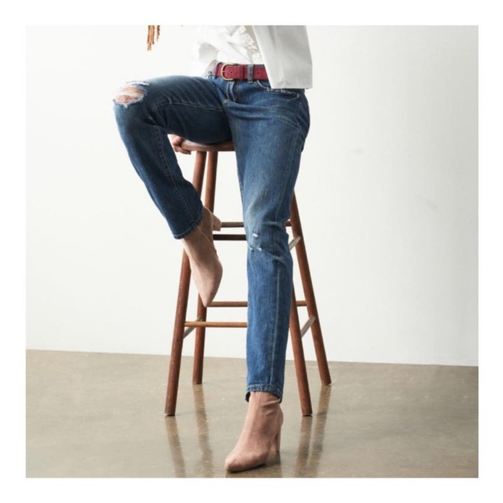 Pilcro Slim Boyfriend Crop Jeans Dark Wash Distressed W Sz 26 Anthropologie